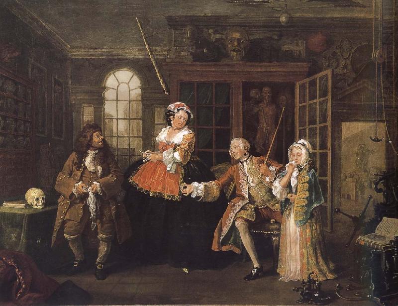 Painting fashionable marriage group s visit to doctor, William Hogarth